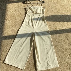 Free People white denim jumpsuit